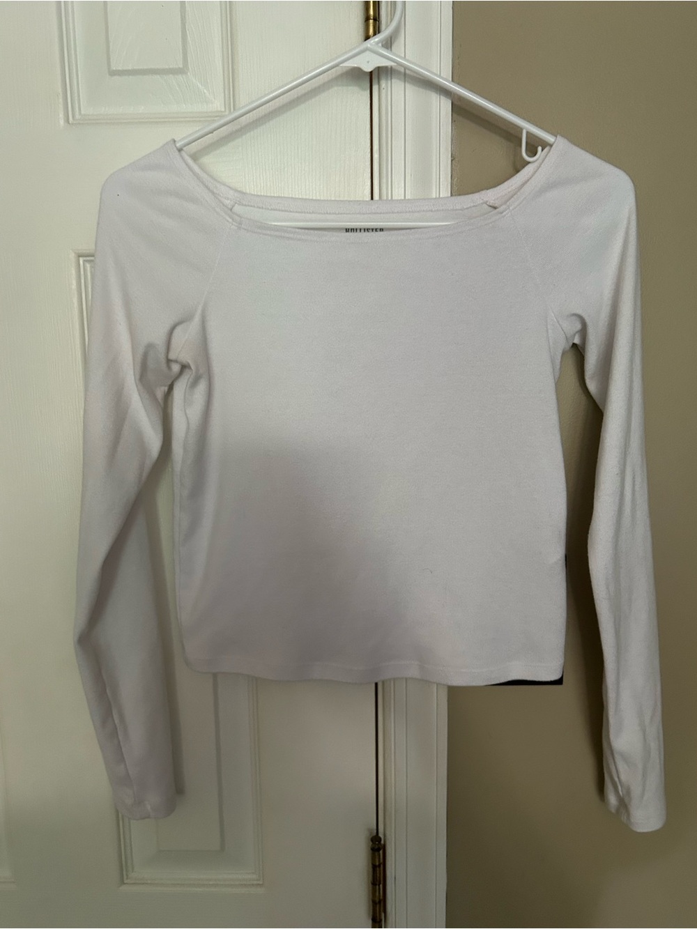 Hollister White Long Sleeve Boatneck Top